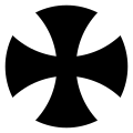 With the ends of the arms convex and curved; sometimes called "Alisee" (French croix pattée alésée arrondie)
