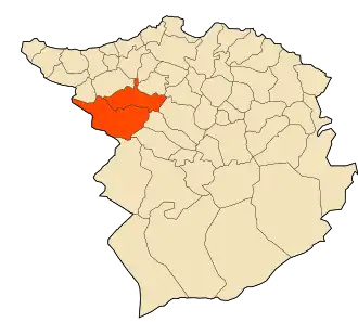 دائرة مغنية في خريطة ولاية تلمسان.