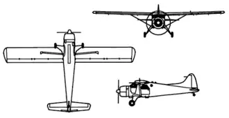Orthographically projected diagram of the de Havilland Canada DHC-2 Beaver