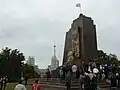 القاعدة التي كان يقف عليها تمثال لينين قبل هدمه ليلة 28 سبتمبر 2014.