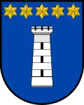 أسلحة بلدية Dolní Přím ، مقاطعة Hradec Králové ، جمهورية التشيك.
