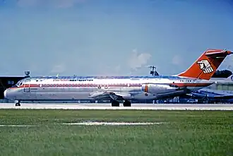 الطائرة المنكوبة نفسها في مطار ميامي الدولي في 3 أغسطس 1975