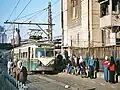 ترام مصر الجديدة العتيق عند بداية الخط بمحطة رمسيس متجهاً إلى ألماظة.