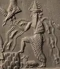Detail of Enki from the Adda Seal, an ancient Akkadian cylinder seal dating to circa 2300 BC
