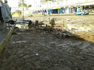 الشارع الرئيسي بعد سقوط امطار غزيرة