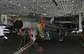 Un Super-Étendard dans le hangar aviation du porte-avions Charles de Gaulle