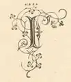 حَرف 𝐅 مع كُرُوم اللَّبلاب مِن العام 1868م.