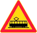 Finland tram crossing sign.