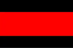 Flag with black, red and black horizontal bars