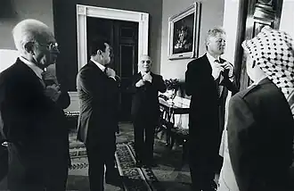 حسين و‌مبارك، مع عرفات و‌رابين و‌كلنتون