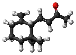 Ball-and-stick model of the gamma-ionone molecule