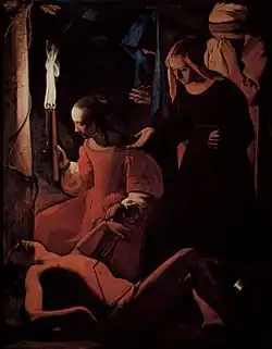 القديسة إيرين تداوي جرح سيباستيان، 1649.