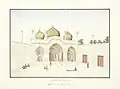 لوحة للمسجد رسمت في عام 1850 على يد الرسام غلام علي خان