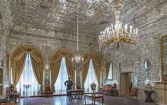 Ayeneh-kari in the Brilliant Hall of Golestan Palace, Tehran