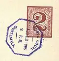 غواتيمالا 1890 ظرف بريدي مستعمل، عليهِ ختم بريد محلي "Poste Local 1895" ثماني الأضلاع.