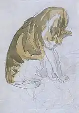 لوحة «قطة تنظف نفسها» حوالي 1905–08