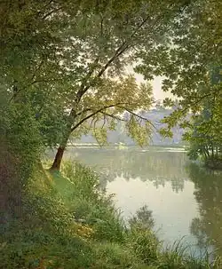 Henri Biva, c.1905–06, Matin à Villeneuve (From Waters Edge), oil on canvas, 151.1 × 125.1&nbsp;cm