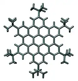 Crystal structure of a كورونين composed of hexagonal aromatic rings.