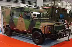 Honker in 5-door version with new polish camouflage, demonstrated on Defence Industry Exposition (MSPO) in كيلسي in 2015. Note the new HONKER brand logo on the car.