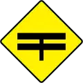 Ireland junction with dual-carriageway sign.
