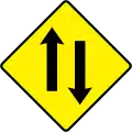 Ireland two-way traffic sign.