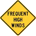 Idaho frequent high winds sign.