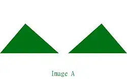Two identical green triangles with the text "Image A" under them, all on a white background