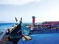 القوارب التقليدية في الميناء الصغير