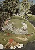 راما وسيتا في الغابة، نمط البنجاب، 1780.