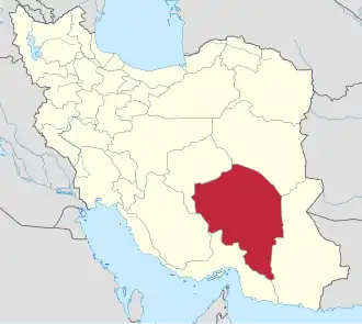 موقع محافظة كرمان في إيران