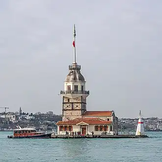 Kız kulesi (Maiden's Tower), off the coast of Üsküdar (Europe is background)
