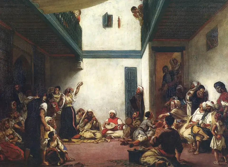 عرس يهودي في المغرب للرسام يوجين ديلاكروا، 1839، متحف اللوفر، باريس.
