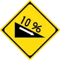 Japan steep descent sign.