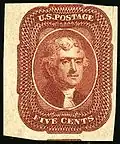 طابع توماس جيفرسون (5 سنت)، 1856