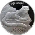 نمرُ ثُلوجٍ على قطعةٍ نقديَّة من فئة 10 سومات قيرغيزستانيَّة