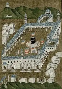 رسم يوضح حال المسجد الحرام في 1750م (1166هـ).