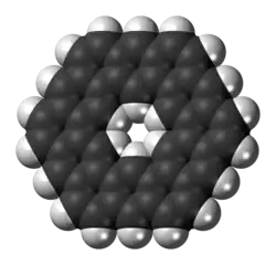 Space-filling model of the kekulene molecule