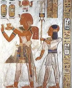 رمسيس الثالث والأمير خعمواس الثاني ، مقبرة QV44 ، القرن الثاني عشر قبل الميلاد.