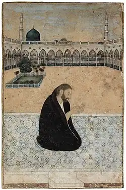 المتصوف ميان مير يصلي في المدينة المنورة. القرن الثامن عشر