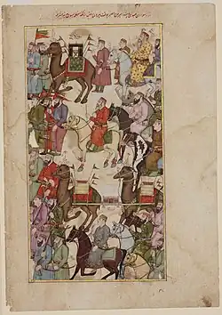 The Amir al-Hajj of the Egyptian caravan riding from Mecca to Medina with the mahmal