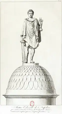 La Colonne de la Grande Armée d'Austerlitz (1833), Statue colossale de Napoléon, engraving – Gallica bpt6k6568851m (adjusted)