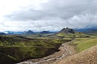 المناظر الطبيعية كما رأينا من درب Laugavegur للمشي لمسافات طويلة