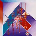 عناصر شعبية وألوان4،زيت على توال،100X100 سم، مجموعة خاصة،1996