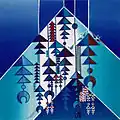 عناصر شعبية وألوان3،زيت على توال،100X100 سم، مقتنيات بألمانيا،1996