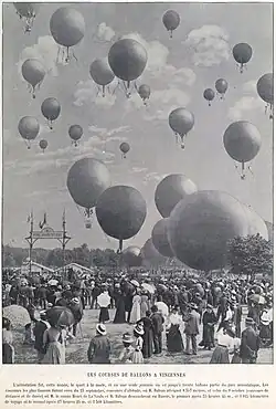 بداية حدث البالون في دورة الألعاب الأولمبية الصيفية لعام 1900 في غابة فانسن