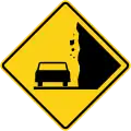 Caltrans "falling rocks" sign.
