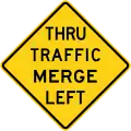 وزارة النقل في كاليفورنيا&nbsp;&nbsp;[لغات أخرى]‏ W74 all traffic merge left sign.