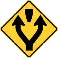 New York State pass left or right of obstacle sign.