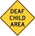 Deaf child area sign, New York State.