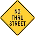 Pennsylvania No Through Street sign.